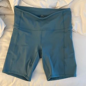 Teal Biker Shorts with Pockets